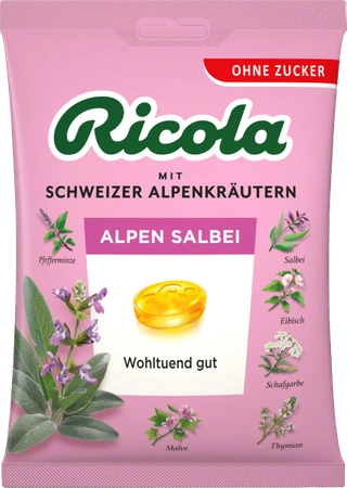 Ricola Alpen-Salbei Cukierki bez Cukru 75 g