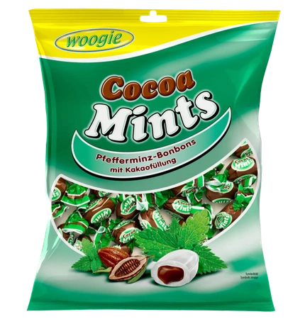 Woogie Cukierki Miętowe z Nadzieniem Kakaowym 150 g
