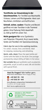 Simplicol Intensiv Aksamitna Czerń Samt-Schwarz Barwnik do Tkanin 8 sztuk