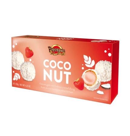 Papagena Kulki Kokosowe z Kremem Truskawkowym 120 g