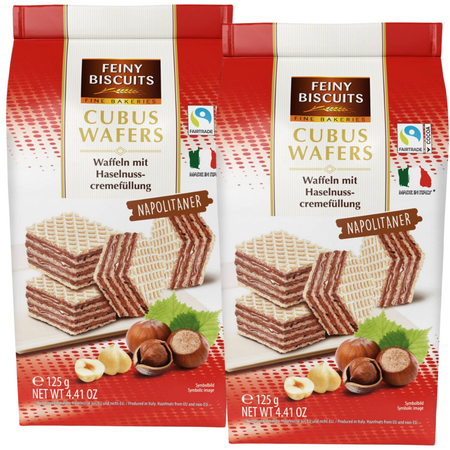 Feiny Biscuits Cubus Wafle z Kremem z Orzechów Laskowych 125 g