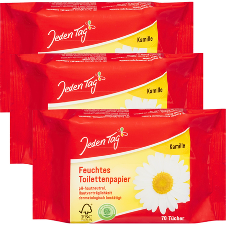 Jeden Tag Nawilżony Papier Toaletowy Rumiankowy 3x70 szt.