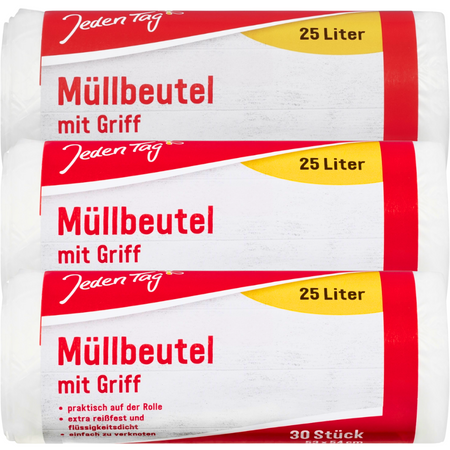 Jeden Tag Worki na Śmieci z Uchwytem 25l 3x30 sztuk
