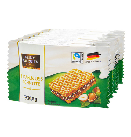 Feiny Biscuits Wafelki z Kremem Kakaowym i Orzechami Laskowymi  8x20,8 g