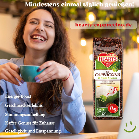 Hearts Irish Cream Cappuccino z Delikatnym Smakiem Irlandzkiego Likieru 1 kg
