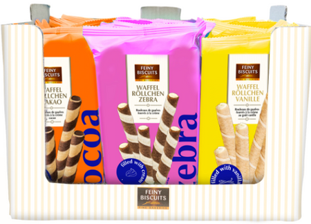 Feiny Biscuits Rurki Waflowe z Nadzieniem Zebra 150 g