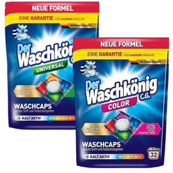 Der Waschkonig Universal i Color Kapsułki do Prania 2x32 szt.