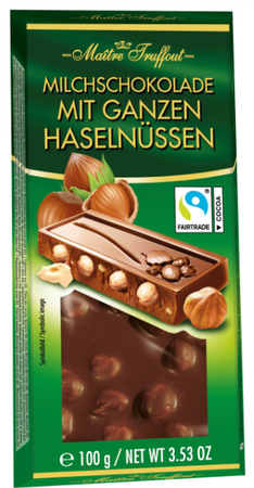 Maitre Truffout Mleczna Czekolada z Całymi Orzechami Laskowymi 100 g