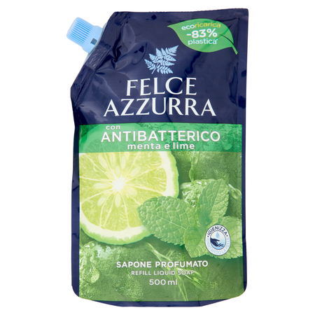 Felce Azzurra Antibacterial Mint and Lime Mydło w Płynie Uzupełniacz 500 ml
