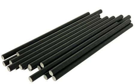 Słomki Papierowe Proste Czarne Grube Shake 200 mm, fi8, 150 sztuk