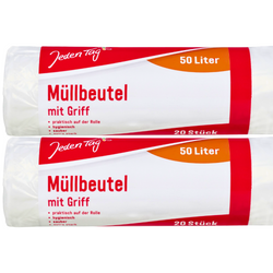 Jeden Tag Worki na Śmieci z Uchwytem 50l 2x20 sztuk