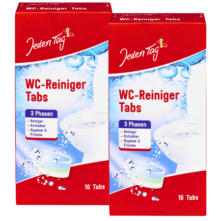 Jeden Tag WC-Reiniger Tabletki do Czyszczenia Toalety 2x16 szt.