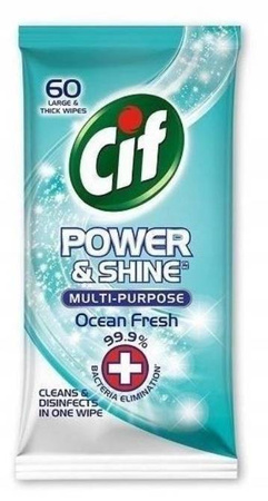 Cif Power & Shine Ocean Fresh Chusteczki Nawilżone 60 szt.