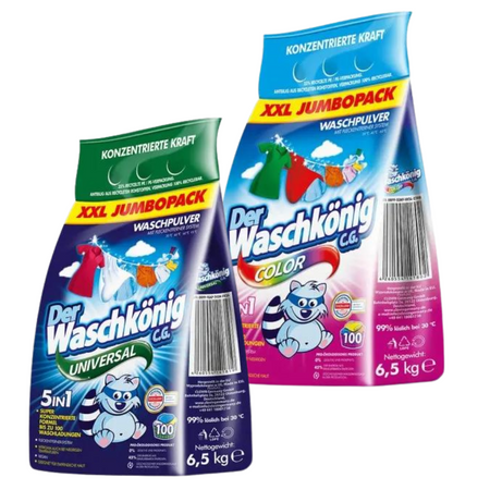 Der Waschkonig Zestaw Proszek Color i Universal 2 x 6,5 kg
