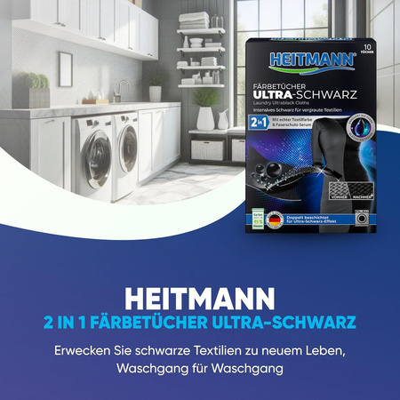Heitmann Ultra Schwarz 2in1 Chusteczki Odnawiające Czerń 12 szt.