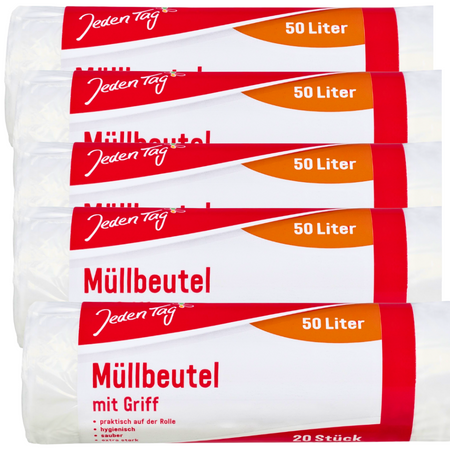 Jeden Tag Worki na Śmieci z Uchwytem 50l 5x20 sztuk