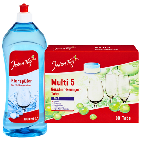 Jeden Tag Tabletki do zmywarki 60 szt + Nabłyszczacz 1l