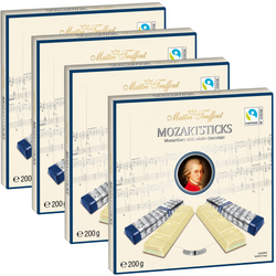 Maitre Truffout Mozartsticks White Batoniki z Nadzieniem Marcepanowo-Orzechowym w Białej Czekoladzie 4x200 g