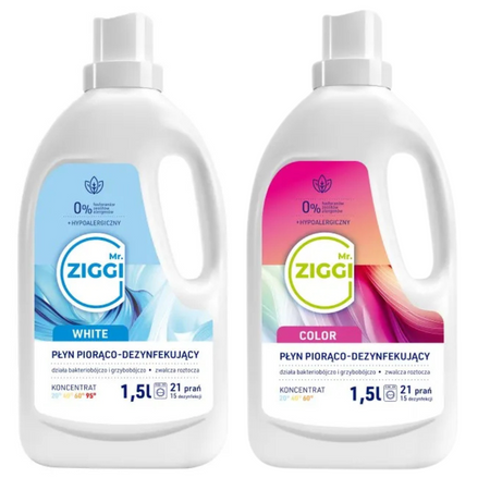 Mr. Ziggi Płyn Piorąco-Dezynfekujący Color i White 2x1,5 l