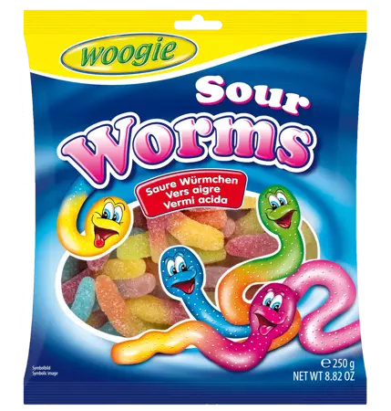 Woogie Saure Würmer Kwaśne Żelki 250 g