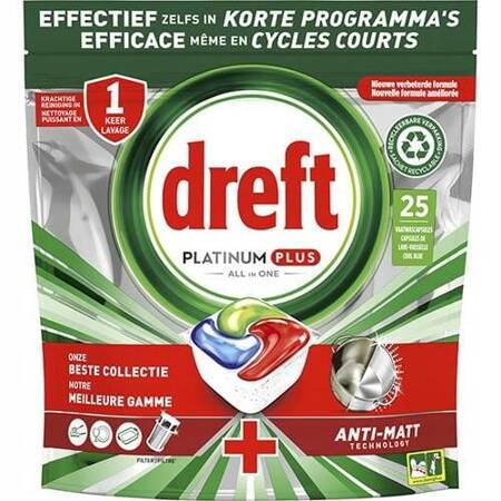 Dreft Platinum Plus All in One Kapsułki do Zmywarki 25 szt.