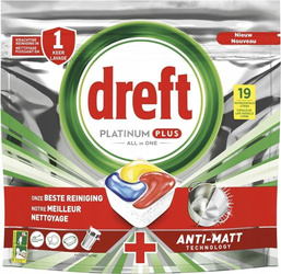 Dreft Platinum Plus Anti-Matt Tabletki do Zmywarki 19 szt.