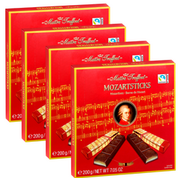 MaitreTruffout Mozartsticks Luksusowe Czekoladowe Batony z Marcepanem i Nugatem 4x200 g