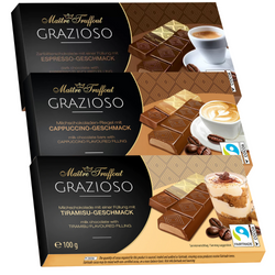  MaitreTruffout Grazioso Zestaw Czekoladek Espresso, Cappuccino, Tiramisu 3x100 g