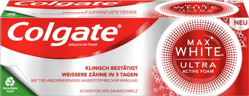 COLGATE, Max White Ultra Active Foam, pasta do zębów, 50 ml