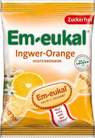 Em-eukal Ingwer-Orange Cukierki bez Cukru 75 g