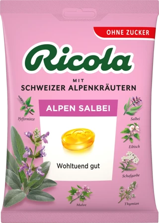 Ricola Alpen-Salbei Cukierki bez Cukru 75 g