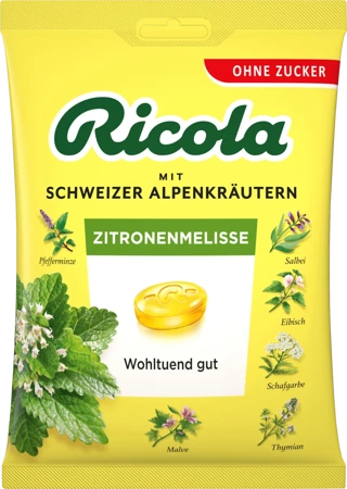 Ricola Alpenkräuter Zitronenmelisse Cukierki bez Cukru 75 g